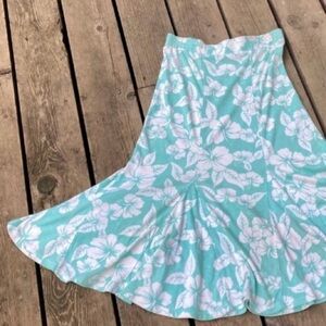 Skirt VINTAGE Tulip Flared Midi Swim Coverup Floral Blue Green White Size Small